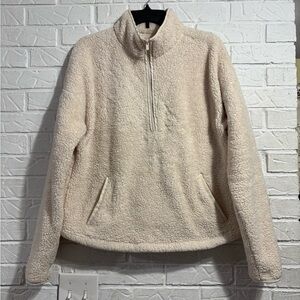 bcg Cozy Cream Sherpa Half-Zip Pullover Pockets